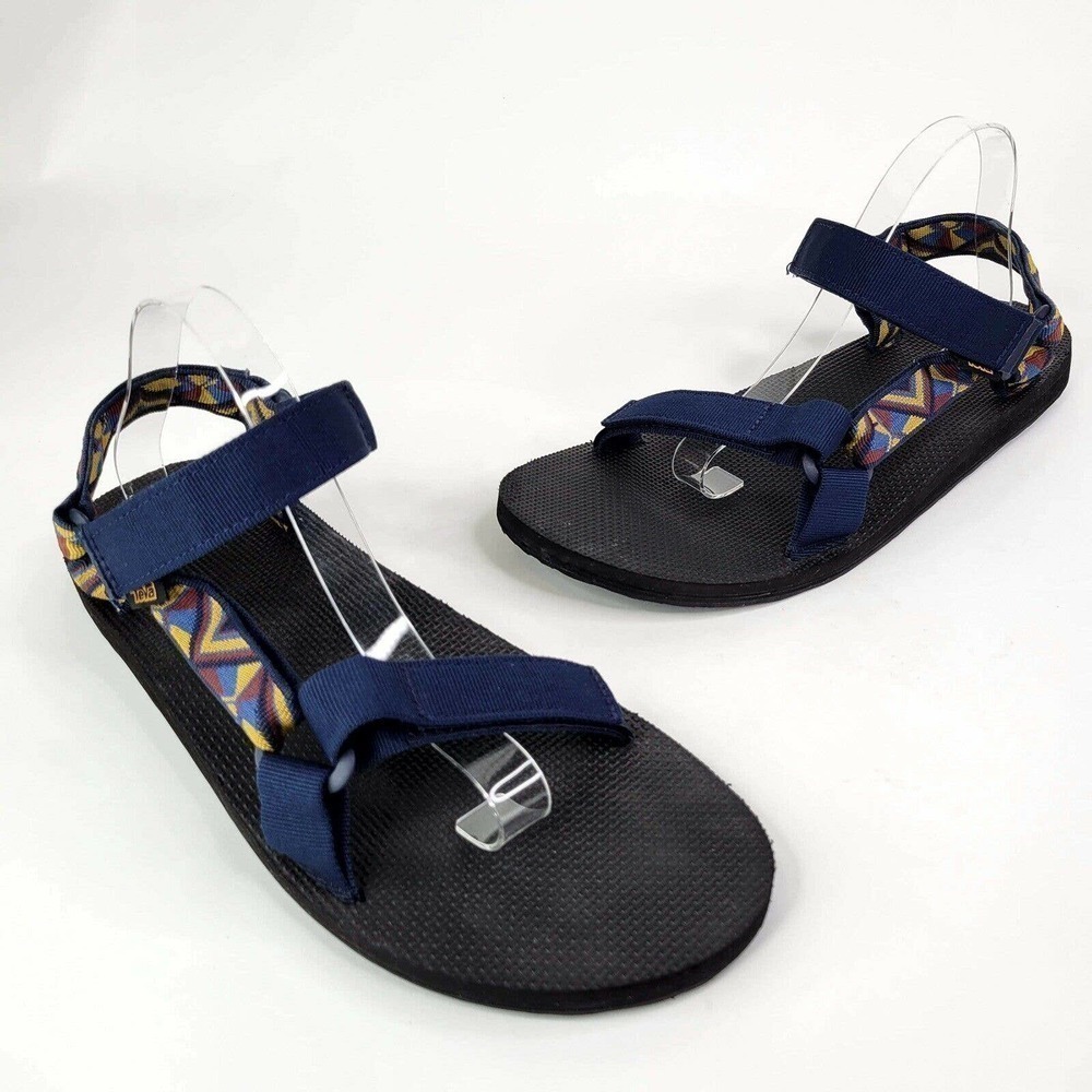 Teva Navy Blue & Black Strappy Sandals with Multicolor Geometric Accent #0739